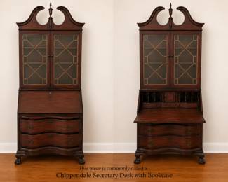 Vintage Mahogany Secretary Bookcase Desk