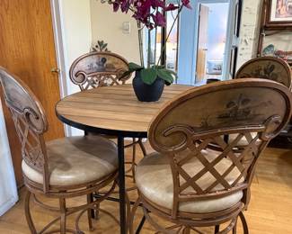 Pub table set with comfortable bar stools 