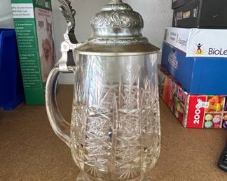 Bleikristall German Crystal Beer Stein with Pewter Lid
