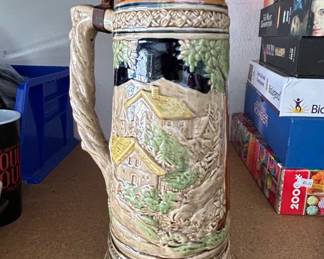 Vintage Musical German Beer Stein with Pewter Lid