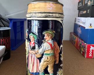 German Beer Stein with Pewter Lid second image