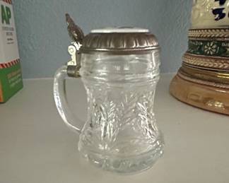 Miniature Glass Beer Stein with Pewter Lid and Personalized Insert second image