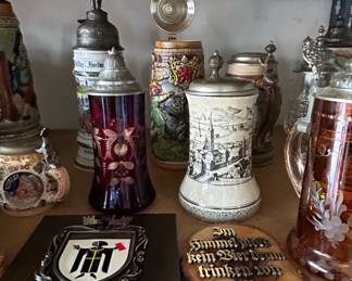 Collection of German Beer Steins and Decorative Plates, including Los Angeles Olympic Stein and Mnchen Crest Plaque third image