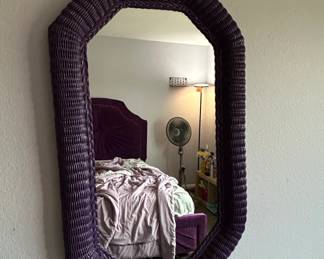 Vintage Purple and White Wicker Dresser with Mirror third image
