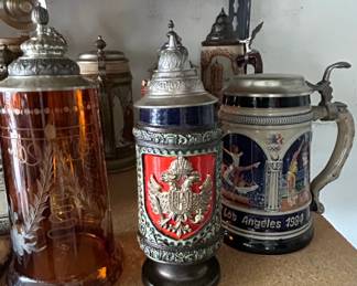 Collection of German Beer Steins and Decorative Plates, including Los Angeles Olympic Stein and Mnchen Crest Plaque fourth image