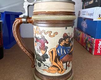 Original Thewalt Dem Glcklichen Schlagt Keine Stunde Pewter Lid Beer Stein