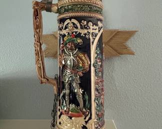 Gerz Handgemalt German Beer Stein with Pewter Lid