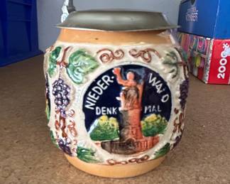 German Beer Stein with Pewter Lid  Loreley, Ruine Maus, Niedernwald third image