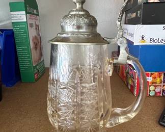 Bleikristall German Crystal Beer Stein with Pewter Lid second image
