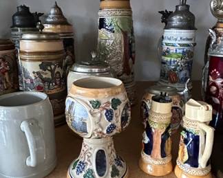 Collection of German Beer Steins and Decorative Plates, including Los Angeles Olympic Stein and Mnchen Crest Plaque second image
