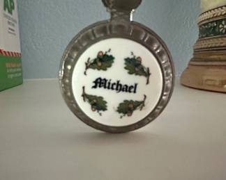 Miniature Glass Beer Stein with Pewter Lid and Personalized Insert third image