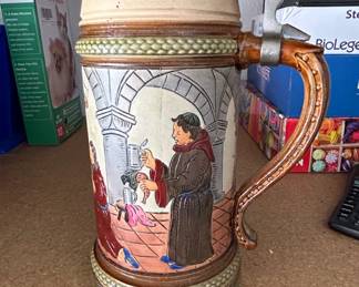 Original Thewalt Liter Beer Stein with Pewter Lid