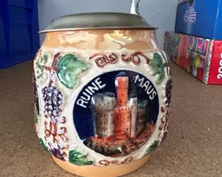 German Beer Stein with Pewter Lid  Loreley, Ruine Maus, Niedernwald second image