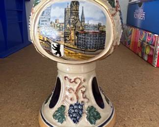 German Beer Stein with Berlin Scene and Figural Panels