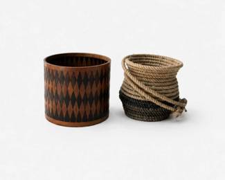 89 VintageHandcraftedBasketWasteBasketSet