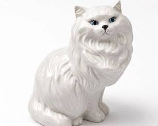 7 VintageWhitePersianCatCeramicFigurineBlueEyes