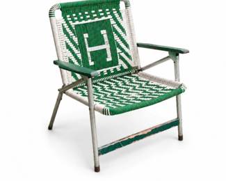 79 VintageWovenLawnChairAluminumFoldingPatioChair
