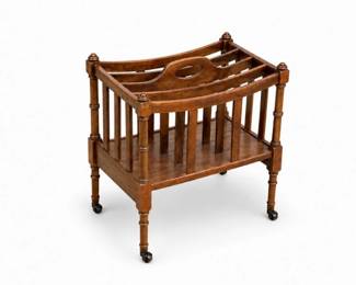 27 AntiqueMahoganyCanterburyMagazineRackonCasters