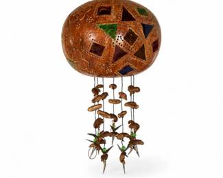 76 VintageHandcraftedGourdHangingPendantLightLamp