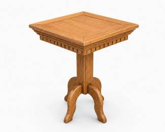 36 VintageOakPedestalPlantStandDisplayTable