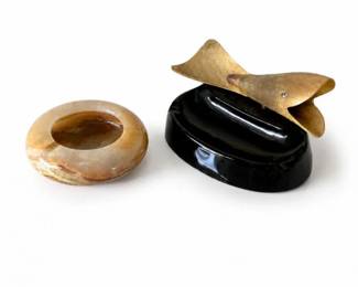 64 MCMHornFishAshtrayBandedOnyxMarbleAshtray
