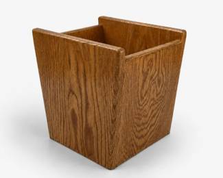 57 VintageOakWastebasketMagazineHolder