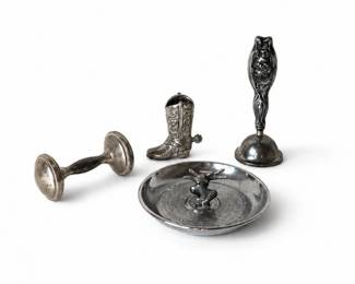 68 AntiqueBabyRattleBellBootAshtrayCollectibleLot