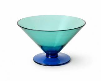 29 VintageBlenkoStyleTealBlueArtGlassCompoteBowl