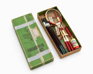 33 VintageBadmintonSetwithOriginalBoxShuttlecockTube