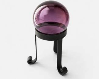 98 VintageAmethystGlassGlobeVaseonMetalStand