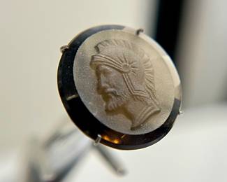 Carved Smokey Quartz Intaglio Close Up