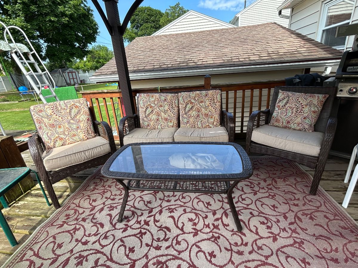 4-Piece Espresso Resin Wicker Conversation Set