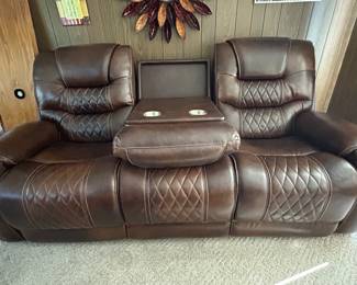 Same sofa shown with center console/cupholders