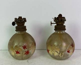 253 pairofvintageminiatureglassoillamp