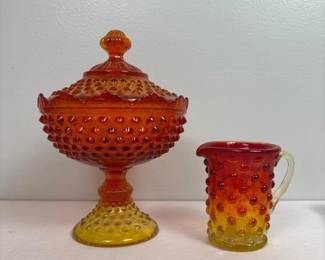 148 vintageindianaglasshobnailamberinac