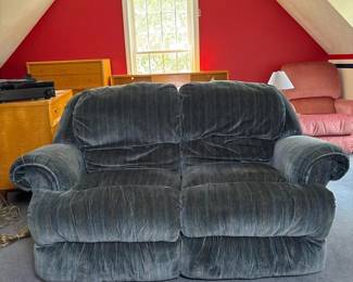 376 bluecorduroyrecliningloveseat