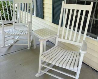 213 whitewoodenrockingchairsetwithmatc