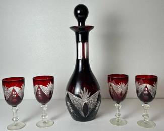 155 bohemianrubycuttoclearcrystaldecan
