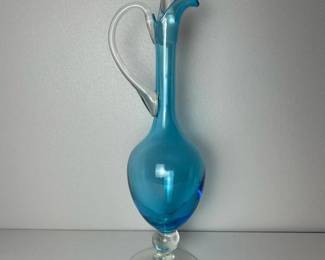 157 handblownblueglasscruetdecantersol