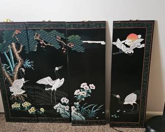 vintage Asian folding screens