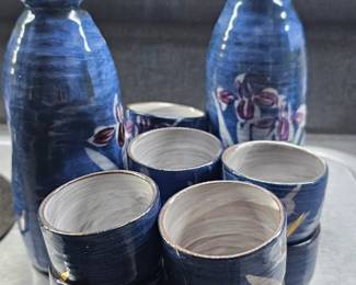 vintage pottery sake set