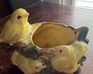Vintage McCoy Pottery Yellow Birds on Branch Planter