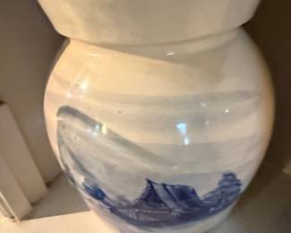 Paul Storie Pottery Blue and White Landscape Ceramic Vase