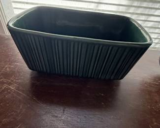 Vintage Hull Pottery Dark Green Ribbed Loaf Pan