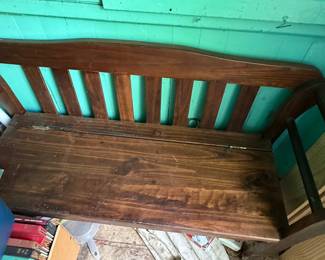 Mission Style Slat Back Storage Bench