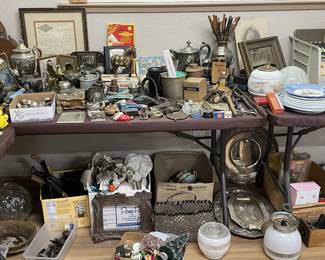 Mosic, Silver Plate, Lamp Shades, Curling Irons, Metal Ware