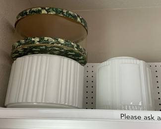 Milk Glass Lamp Shades/ Globes, Hat Box