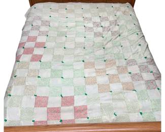 Antique Handmade Quilt Flour Sack Floral Hand Tied