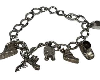 Vintage Sterling Silver 925 Charm Bracelet 33.25