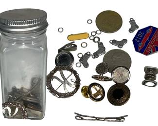 Jar Mens Button Badges Tie Clips Sterling Silver K Pin
